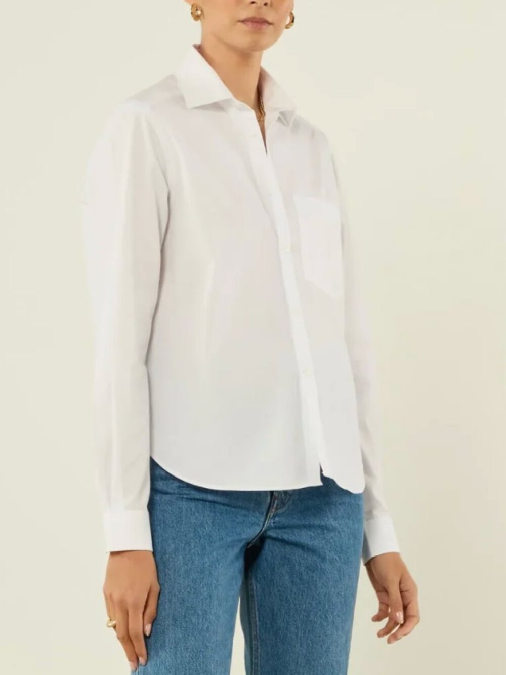 With Nothing Underneath - White Fine Poplin Shirt, size US4